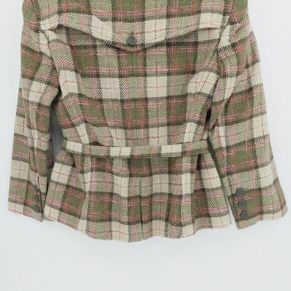 Express Blazer Sz 8 Beige Plaid Y2K Preppy Academia Equestrian English Country - Picture 13 of 13
